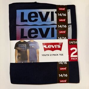 NEW Boy's Levi's 2 Pack Tee Shirts Blue Navy Blue Size Large 14 - 16